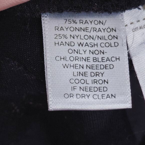 LOFT Women’s Dress Black Burnout Velvet Tie Sleeve Dark Romantic Floral Large - Picture 8 of 8